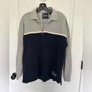 American Eagle Outfitters Men’s Gray and Blue 100% Cotton Polo Shirt Size Medium